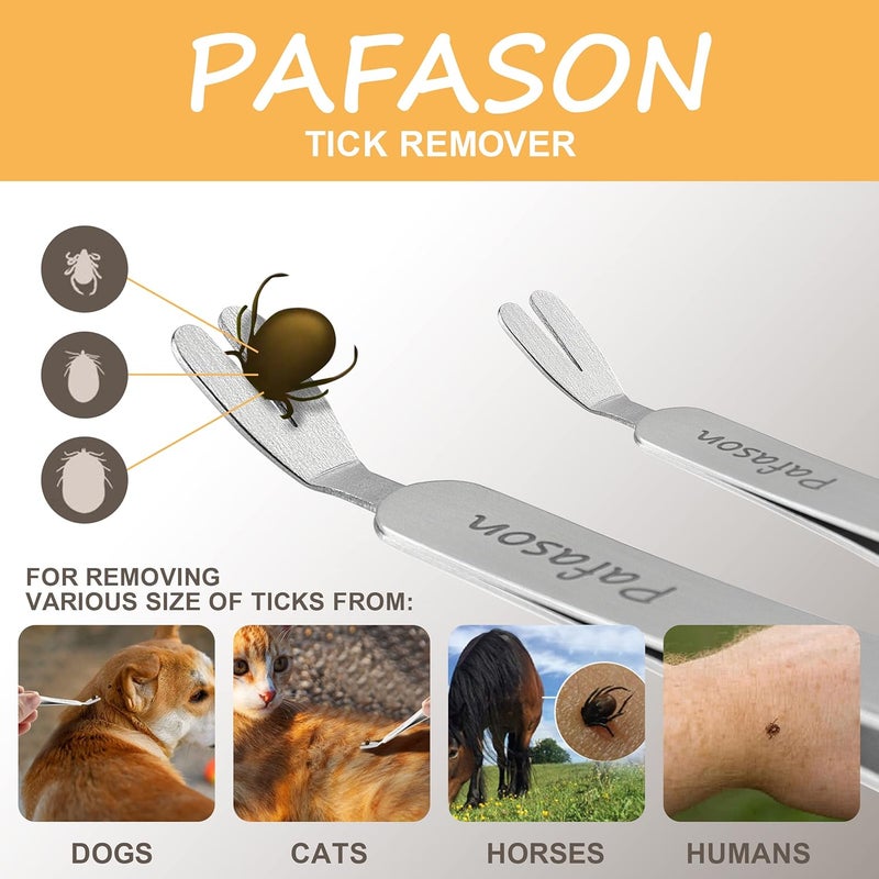 Pafason Premium Tick Removal Tweezer Set, Dual-Headed, Multi-functional Stainless Steel Twister Remover for Dogs, Cats, Humans, Storage Case - Image 2